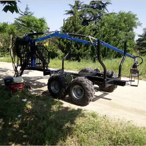 Hydraulic forest timber log crane loader loading trailer with winch for tractor