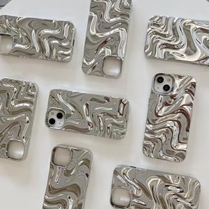 Funda de TPU suave con ondulación de agua de Color plateado galvanizado de lujo para <span class=keywords><strong>iPhone</strong></span> <span class=keywords><strong>11</strong></span> 12 13 14 Pro Max - Product Image 1