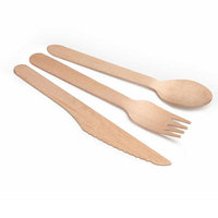 Ensemble de couverts jetables en bois compostables, robustes, en bambou naturel, couteau, fourchette et cuillère, pour les fournitures de fête