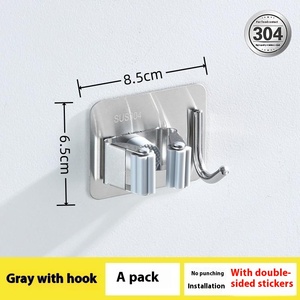 Clip de suspension <span class=keywords><strong>pour</strong></span> balai en acier inoxydable 304 et plastique <span class=keywords><strong>Support</strong></span> <span class=keywords><strong>pour</strong></span> balai de vadrouille Rack Wall Adhesive Mop Hook Clamp - Product Image 5