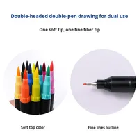 Lot de stylos aquarelle en plastique PP double-pointe non effaçables Leyi, 12 couleurs, à base d'eau, pour graffiti, fabriqués en Chine