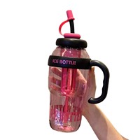 Gourde d'eau sport grande capacité avec paille et poignée, anti-fuite, sans BPA, en plastique