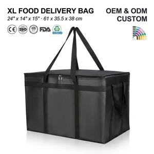 Large Black Polyester Insulated Silk Screen Printed Reusable Grocery <b>Bag</b> Cooler Tote Zipper Shoulder Shopping Carrier for - Product Image 2
