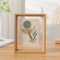 Vente en gros prix d'usine cadre photo en bois MDF transparent double face en verre cadre photo flottant en bois massif avec verre véritable
