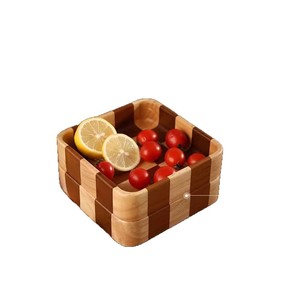 Wooden Checkerboard <b>Tray</b> Rectangle 30x15cm Serving Plate For Fruit <b>Tea</b> Coffee Kitchen Use - Product Image 3