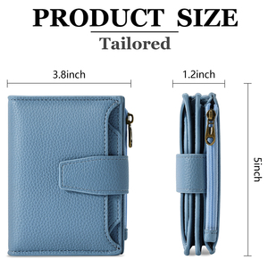 Portafoglio Bifold da <span class=keywords><strong>Donna</strong></span> in Vera Pelle con Blocco RFID, Chiusura a Bottone, Fodera in Nylon, Lunghezza Corta - Porta Carte Compatto - Product Image 2