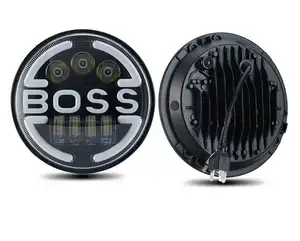 高品质BOSS风格7英寸圆形造型，适用于汽车和摩托车改装汽车发光二极管前照灯