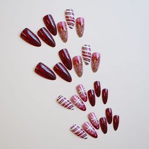 WM-301 amande noël ruban flocon de neige ongles portable ongles conseils paillettes fines conception française pour doigt en gros - Product Image 4