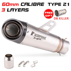 <span class=keywords><strong>Silencieux</strong></span> universel pour motos, 60mm, modifié <span class=keywords><strong>MT09</strong></span> Ninja400 CBR1000 Z1000 S1000RR, en acier inoxydable SC explosion Street tuyau d'échappement - Product Image 2