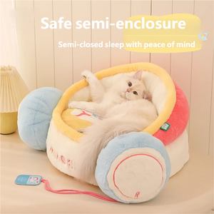Cama para mascotas con nido <span class=keywords><strong>de</strong></span> gato lavable extraíble rellena <span class=keywords><strong>de</strong></span> esponja ecológica clásica cuadrada <span class=keywords><strong>de</strong></span> felpa sólida para todas las estaciones - Product Image 2