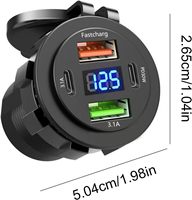 Chargeur de voiture numérique USB 66W 4 ports avec tension en temps réel, mains libres, QC3.0, super rapide, avec adaptateur allume-cigare pour téléphones