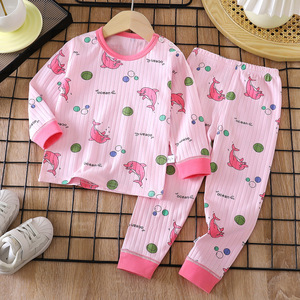 Ensemble pyjama thermique à manches longues pour enfants 2 pièces Vêtements de nuit chauds d'hiver Imprimé de dessin animé Unisexe Coton respirant Pyjamas Garçons Filles - Product Image 4