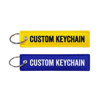 Porte-clés brodé personnalisé, étiquette en tissu double face, texte personnalisé, porte-clés, cadeau promotionnel pour logo de marque, accessoire de sac