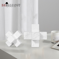Ornements géométriques en marbre de style moderne Décoration d'art de chambre à coucher de salon Objet en marbre blanc Volakas