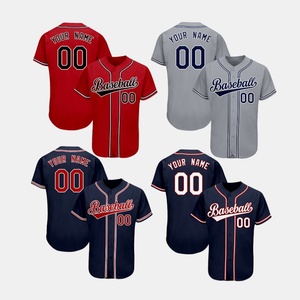 Oem Custom Fashion Print Red and Black Baseball Full <b>Button</b> Jersey - Product Image 2