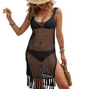 2024 mode évider été dame robes décontracté sans manches <span class=keywords><strong>gilet</strong></span> conception <span class=keywords><strong>plage</strong></span> couvrir robe avec de longs glands - Product Image 1