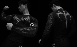 T-shirts de sport à manches longues pour hommes King Mcgreen Star, noir foncé, élastiques, motif branche éclair, fitness, musculation, streetwear - Product Image 5