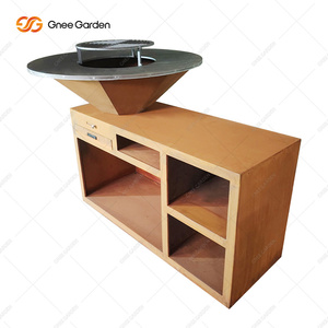 Parrilla Moderna de Acero Corten con Función de Ahumador, Acabado Mate, Parrilla de Carbón para Jardín, Encendido Piezoeléctrico, Fácil de Limpiar - Product Image 3