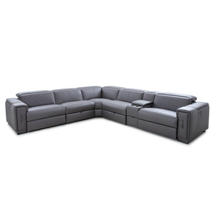 Sofá Seccional Reclinable <span class=keywords><strong>Manwah</strong></span> Cheers Power Moderno de Cuero Genuino con Estructura Metálica Extensible para Sala de Estar - Product Image 4
