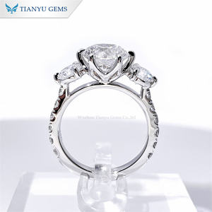 Обручальное кольцо Tianyu с тремя камнями, выращенные в лаборатории, муассанитовые бриллианты 3/4 вечности, Серебряное 925 10K 14K 18K из твердого золота, обручальное кольцо - Product Image 2