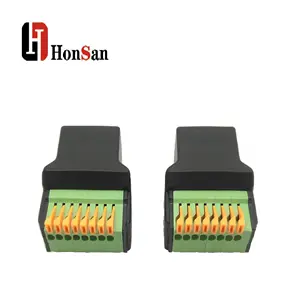 Ethernet RJ45 Female To Spring 3.81mm Pitch Terminal block 8 Pin CCTV Digital DVR Adapter Connector