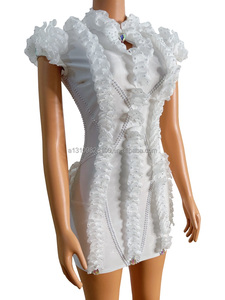 La gonna corta Sexy aderente con perle di pizzo plissettato tridimensionale di Xiao Xue ospita banchetti <span class=keywords><strong>bar</strong></span> e costumi <span class=keywords><strong>da</strong></span> spettacolo - Product Image 4