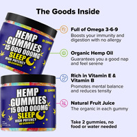 Gummies au chanvre K-green pour des nuits réparatrices, apaise les douleurs et l'inconfort, extrait d'huile de chanvre haute puissance, saveurs de fruits assorties