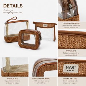 Wholesale <b>Transparent</b> PVC Jute <b>Makeup</b> <b>Bag</b> Custom Logo Travel Cosmetic Organizer Pouch with Zipper Factory Direct Supply - Product Image 5