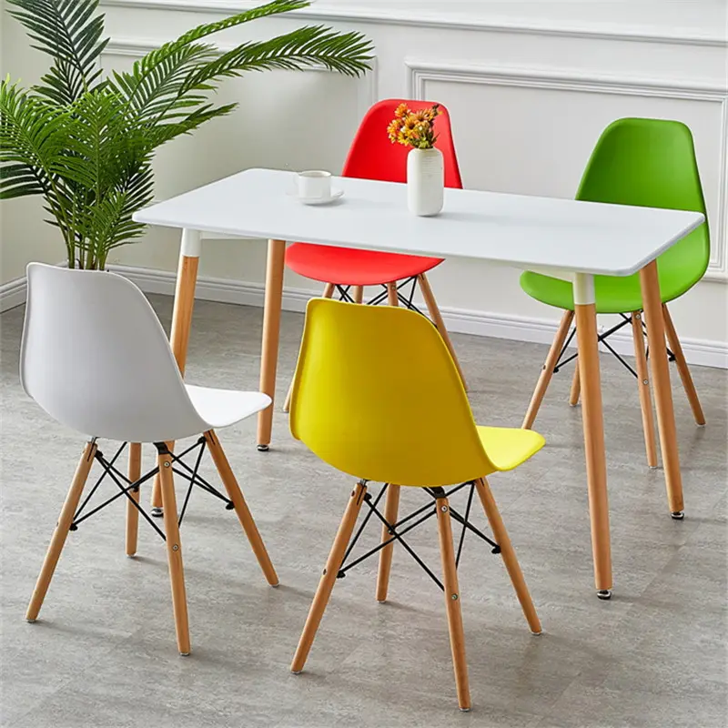 Meja dapur gaya Nordic Modern mdf, Meja atas kursi plastik ruang makan furnitur meja makan