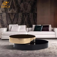 Table basse ovale pivotante haut de gamme, design unique, en acier, pour villa, ensemble de tables de salon, mobilier de salon