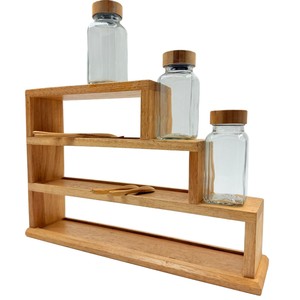 Étagère à épices en bois de caoutchouc avec couvercle et cuillères en bois, taille L, pour le rangement sur le comptoir de cuisine - Product Image 2
