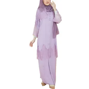 2024 design Custom Modern Malaysia Women pleated Baju Kurung Ladies Abaya Long Sleeve Muslim Dress For Women Islamic Clothing
