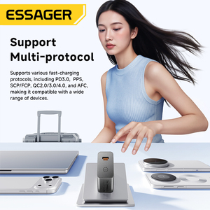 อะแดปเตอร์ชาร์จเร็ว ESSAGER ES-CD65 65 วัตต์ สำหรับโทรศัพท์มือถือ แล็ปท็อป ช่องเสียบ USB Type C PD <span class=keywords><strong>65W</strong></span> Gan  พร้อมปลั๊กแบบ US EU UK สำหรับ iPhone Xiaomi <span class=keywords><strong>Samsung</strong></span> - Product Image 5