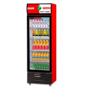 Portes vitrées réfrigérateur commercial de luxe pour boissons Porte simple vertical Convenience stor Commercial display freezer refrigerator