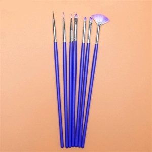 Lot de 7 pinceaux en nylon pour nail art, avec virole sertie, pour éventail, liner plat et sculpture, pour la décoration des ongles en gel - Product Image 3