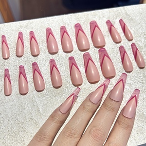 Wholesale Custom Press on <strong>Nails</strong> Ballerina Medium Coffin Heart Pearl French Tip <strong>Nails</strong> Manicure Acrylic Stick on <strong>Nails</strong> - Product Image 5