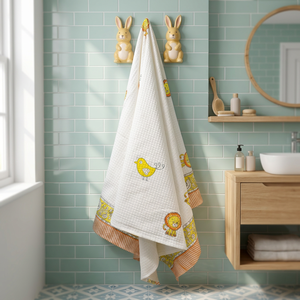 Hand Block Printed Cotton Waffle Bath <b>Towel</b> Set Floral <b>Embroidered</b> Quick Dry Rectangle <b>Towel</b> Set for Home Bathroom - Product Image 1