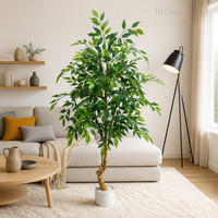 Ficus pleureur artificiel de 150 cm de haut, feuilles vertes réalistes, faux ficus en pot pour la décoration de villas, hôtels et salons