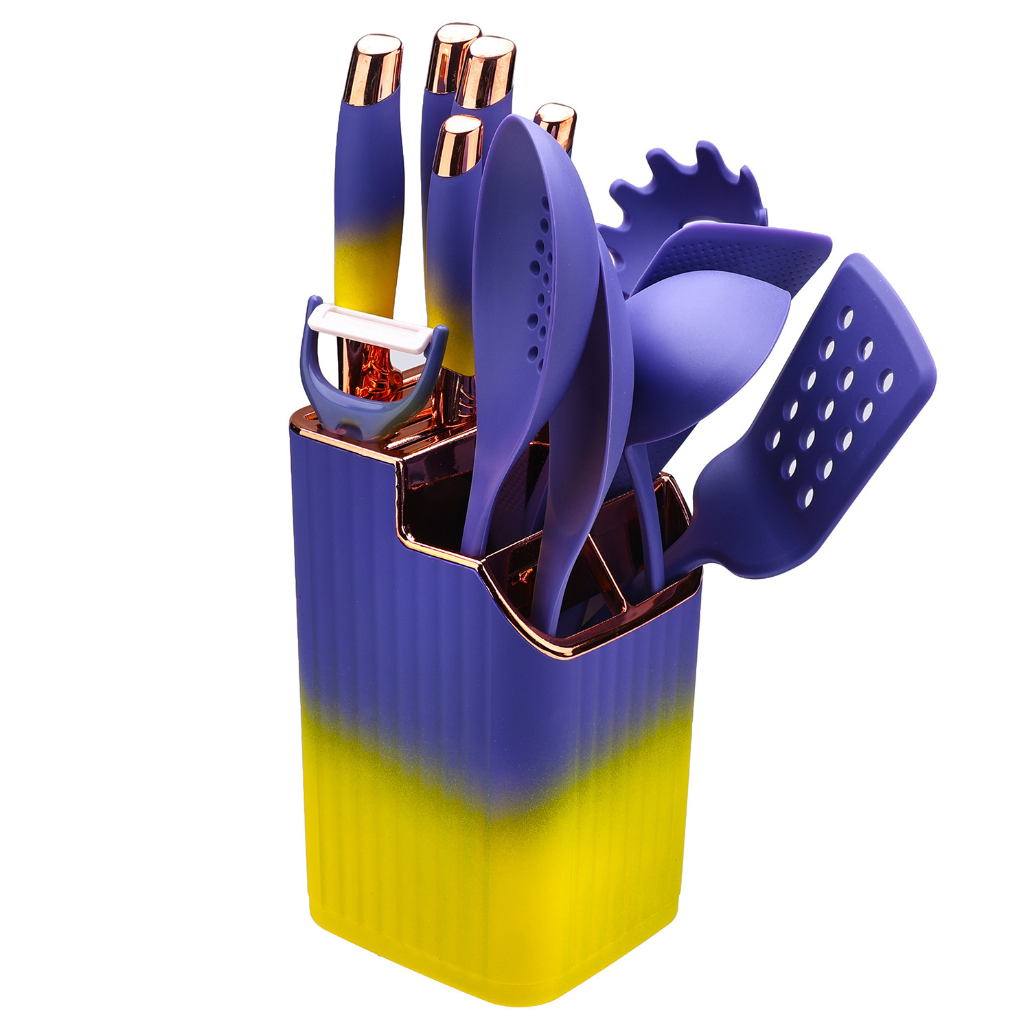 Blue and yellow kitchenware set of 13