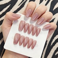 Nouvelle Arrivée 2026 – Ongles Press-On Élégants, Faux Ongles Longs en Acrylique Amande Bleu Clair à French Manucure, Réutilisables pour Nail Art