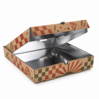 Boîte de livraison de pizza pliable et recyclable avec doublure en aluminium et impression quadricolore, emballage en carton ondulé kraft