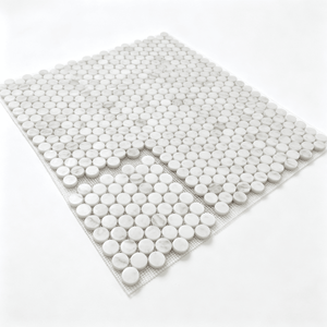 Mosaico de mármol blanco redondo de 36 mm, chip redondo de 10 mm de grosor para decoración de paredes y suelos de baño, muebles de baño - Product Image 2