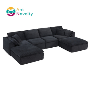 Sofá Seccional Modular Completamente Compresible, Forma Cuadrada, Cuero Genuino, Patas <span class=keywords><strong>de</strong></span> Madera Modernas, Lujo, Ancho y Profundidad Extra, Estilo Nube para Sala <span class=keywords><strong>de</strong></span> Estar - Product Image 2