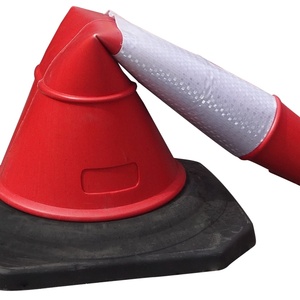 Cônes de signalisation routière flexibles en PVC/PE Shunlu modèle A040 750 mm rouge et noir, haute visibilité, réfléchissants, pour la sécurité routière et les avertissements de circulation. - Product Image 5