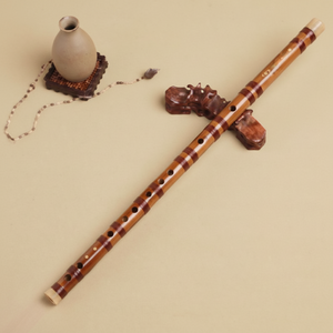 Flûte en bambou brun foncé de qualité professionnelle avec nœuds décoratifs et emballage de fil, instrument à vent de qualité - Product Image 1