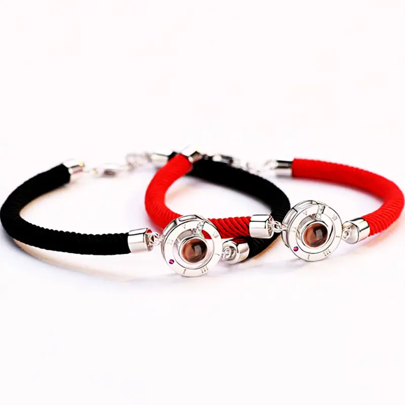 New Valentine Black Red String Matching Couple Bracelets Hot Memory Projection 100 Languages Bracelets Women Men