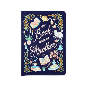 Cahier brodé écologique "<span class=keywords><strong>Un</strong></span> <span class=keywords><strong>livre</strong></span> mène <span class=keywords><strong>à</strong></span> <span class=keywords><strong>un</strong></span> <span class=keywords><strong>autre</strong></span>" Journal <span class=keywords><strong>à</strong></span> couverture rigide en cuir pour les amateurs de papeterie - Product Image 1