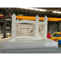 Château gonflable commercial blanc avec toboggan, en PVC, pour mariage, combo château gonflable pour location d'événements et fêtes