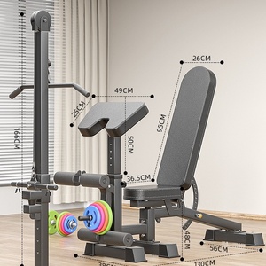 Banc de musculation multifonction pliable pour usage domestique et commercial, avec fonction de tirage vertical et de développé couché - Product Image 4