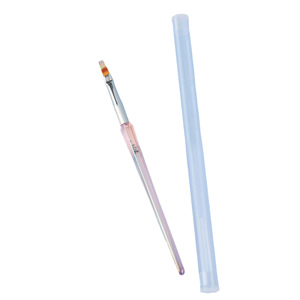 Ensemble de stylos à ongles en acrylique rose avec poignée, pinceaux plats ovales en nylon pour la décoration des ongles en gel, outil de manucure pour le traçage et la peinture - Product Image 5